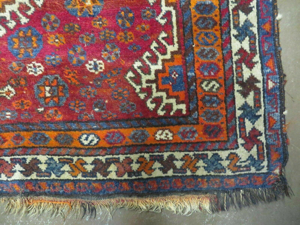 4' X 7' Antique Handmade Tribal Turkish Wool Rug Nice