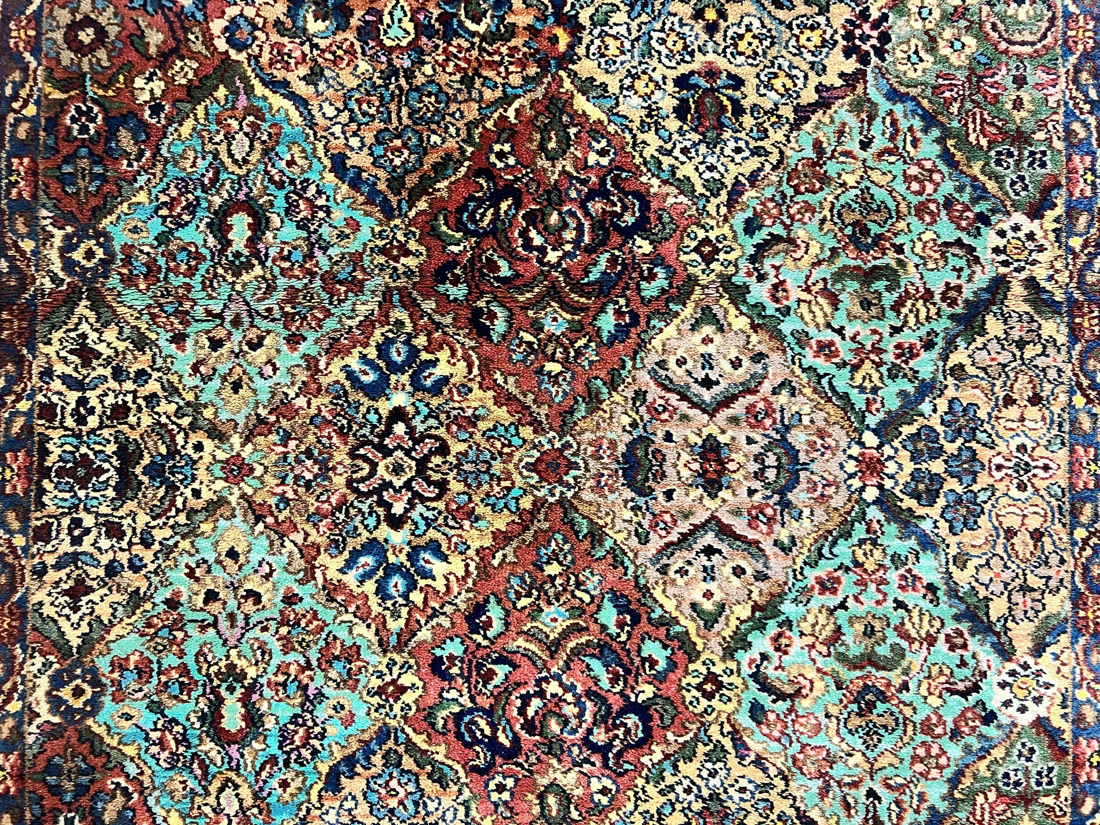 Karastan Rug 4x6 Multicolor Panel Kirman Rug #717, Wool Karastan Carpet, Original Collection 700 Series, Vintage, Rare Size