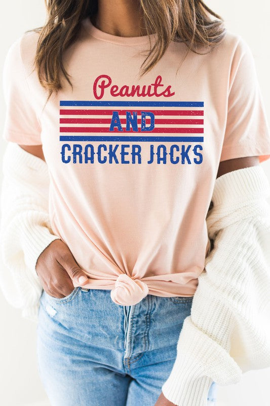 Peanuts And Cracker Jacks Baseball Graphic Tee T-Shirt