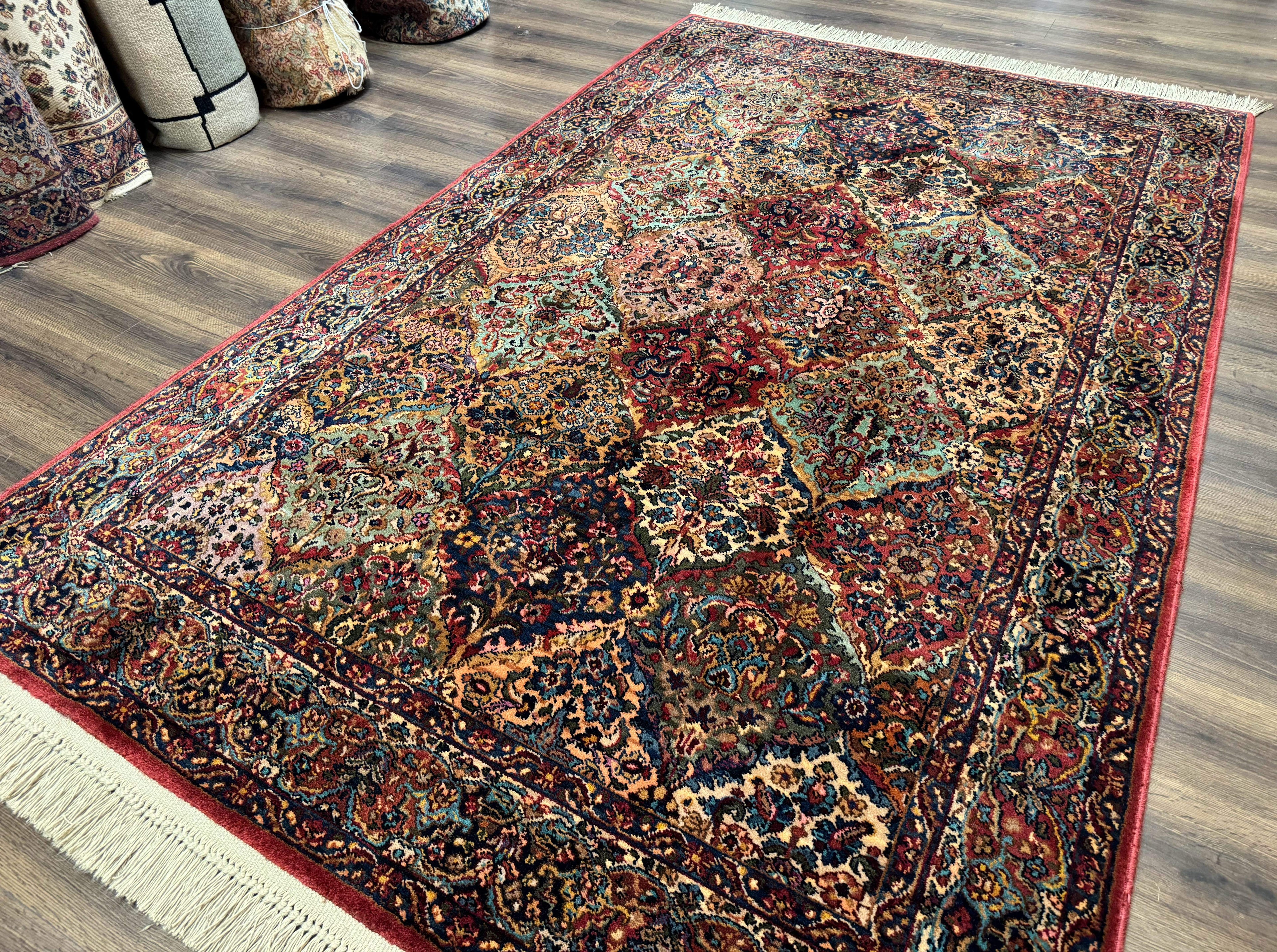 5.9 x 9 Karastan Rug Multicolor Panel Kirman #717, Original 700 Series, Wool
