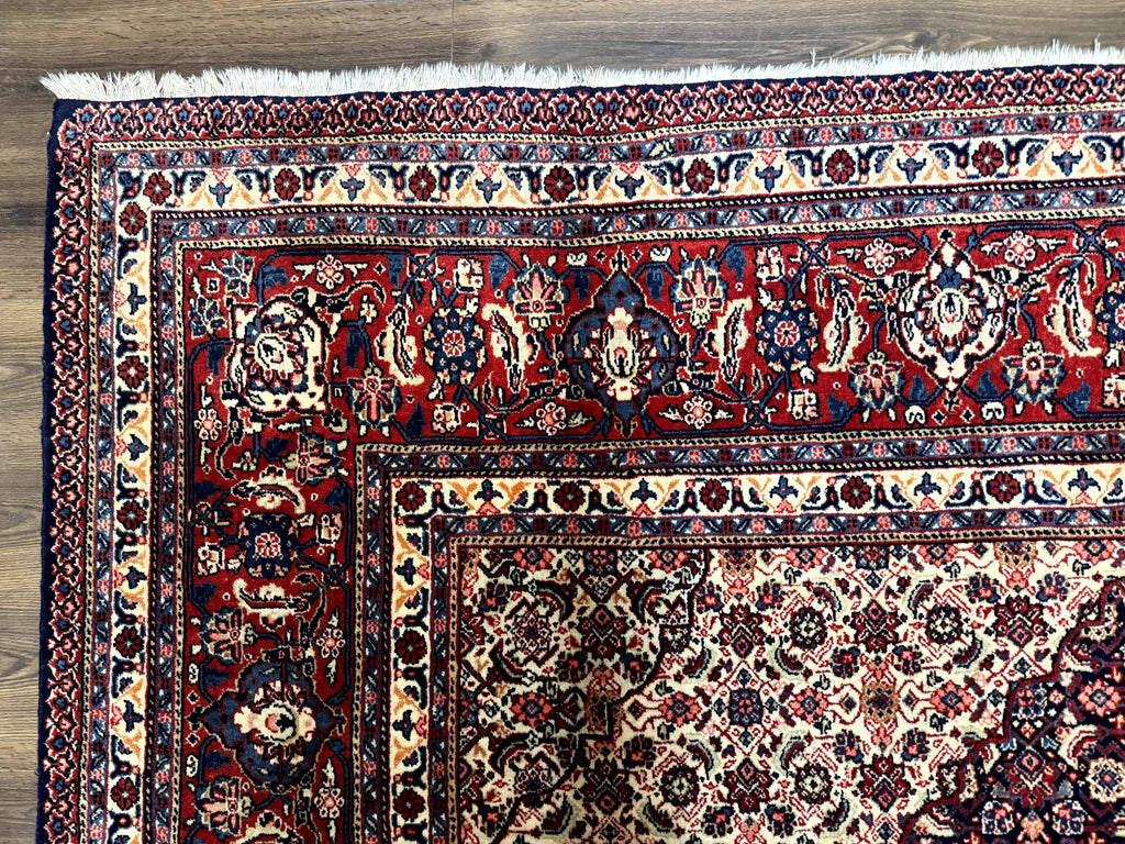 Persian Tabriz Rug 11x14 Navy Blue Herati Wool Carpet
