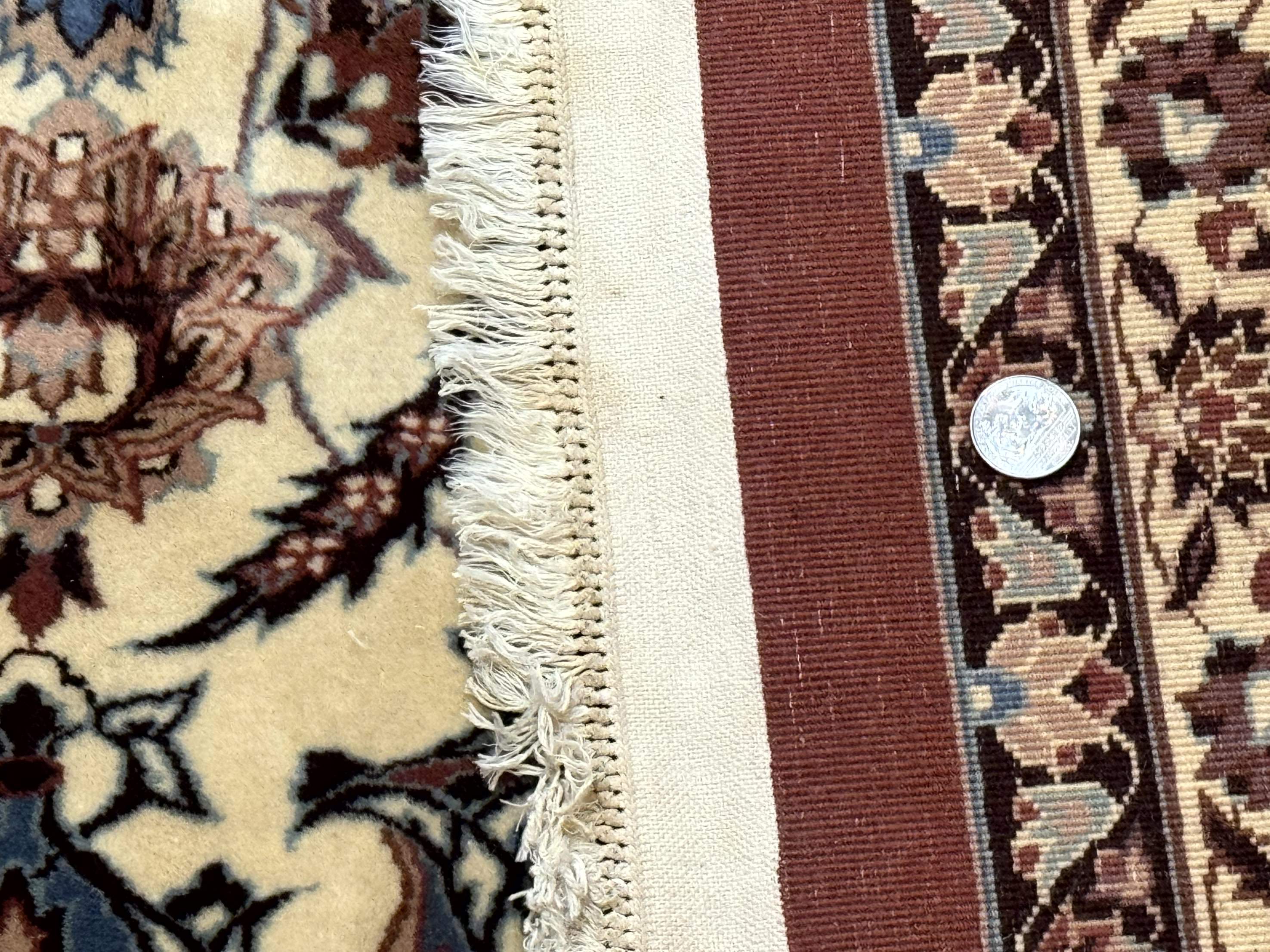 Persian Rug 8x10, Sino Persian Floral Medallion Carpet, Traditional Wool Area Rug, Cream and Brick Red, Fine 210 KPSI
