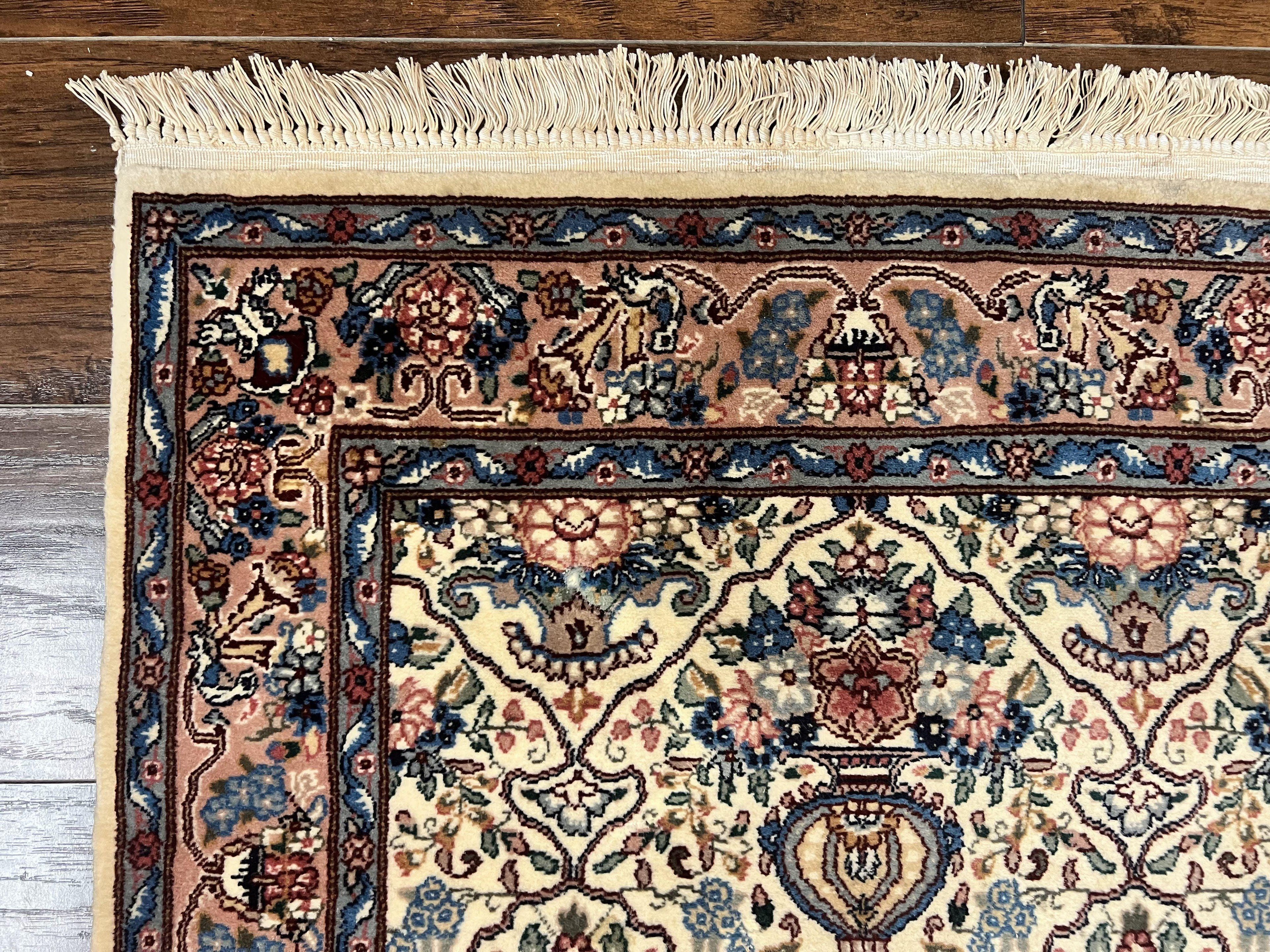 Sino Persian Runner Rug 2.8 x 14, Hand Knotted Vintage Oriental Hallway Rug, 14ft Runner, Cream, Floral, Wool