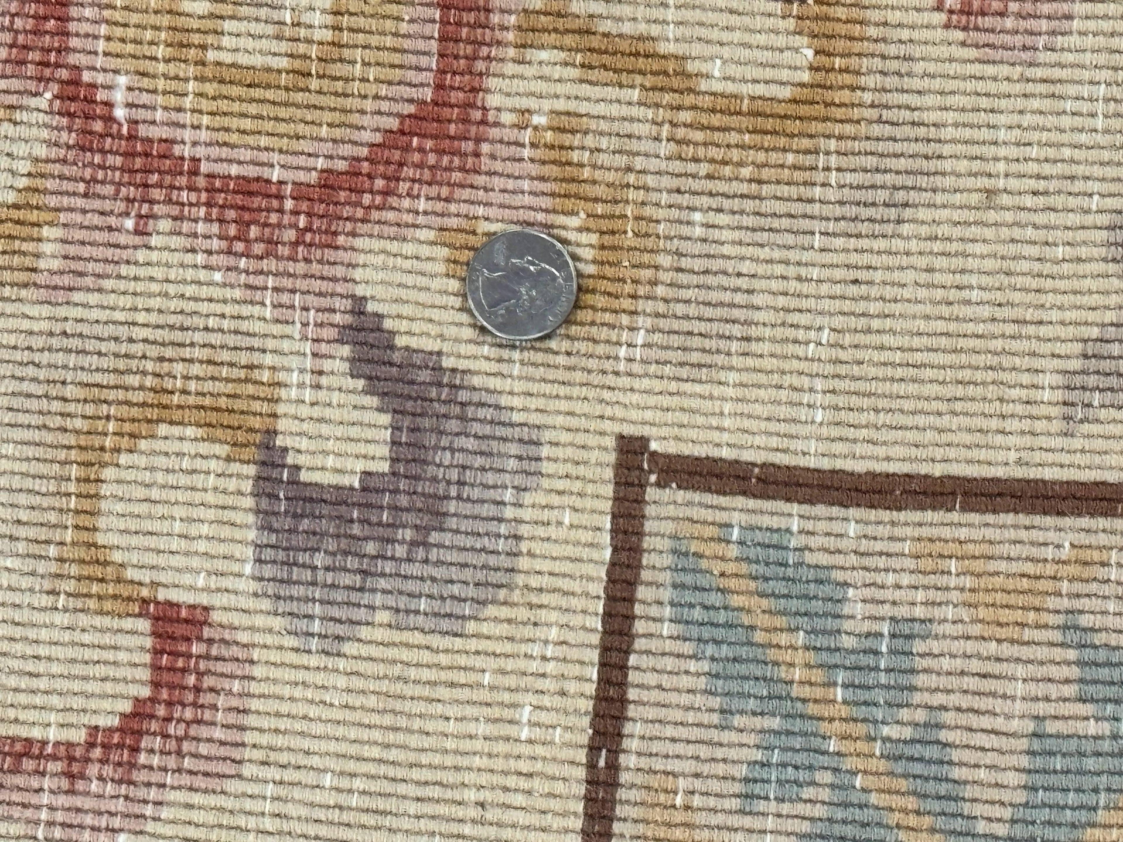 Chinese Wool Rug 8.6 x 11, Red and Beige Asian Oriental Carpet, Plush Pile, Vintage Handmade Chinese Carving Sculpted Rug, Semi Open Field