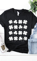 Distressed Clover Grid Graphic Tee T-Shirt