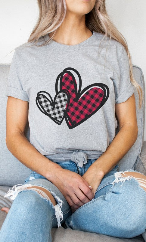 Plaid Heart Valentines PLUS SIZE Graphic Tee T-Shirt