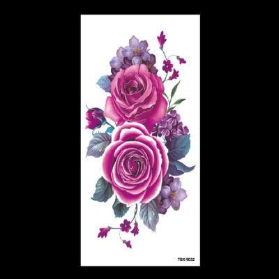 1 Pcs Elegant Temporary Tattoos Stickers Rose Flowers Arm Shoulder Tattoo Waterproof Big Luxury Flower For Womens