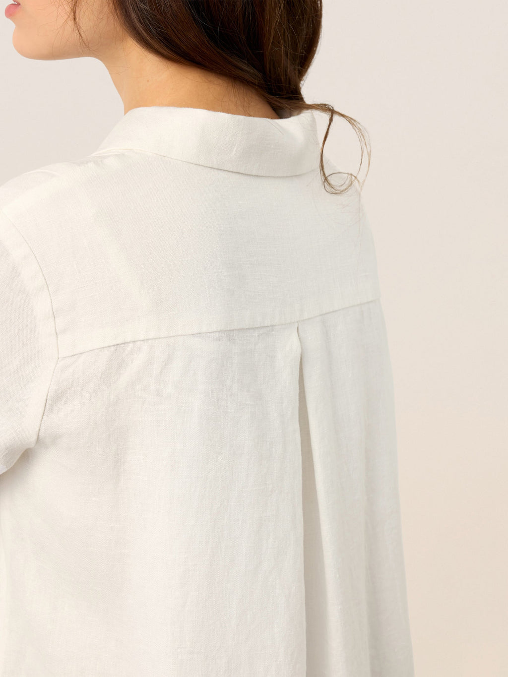 100% Linen Embroidered Pintuck Midi Shirt Dress SYLVIA