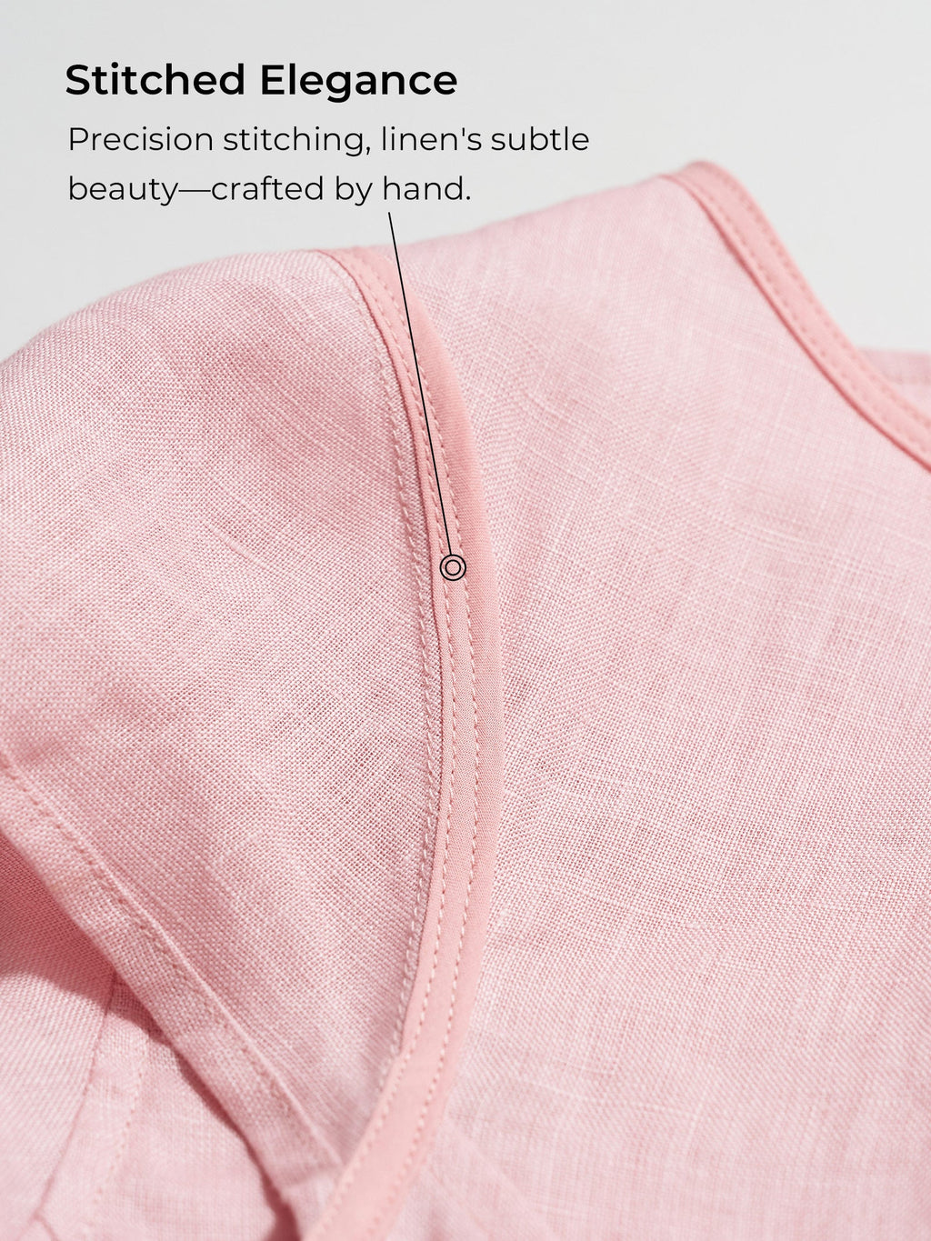 100% Linen Shell Button Pleated Crew Neck Top RENA