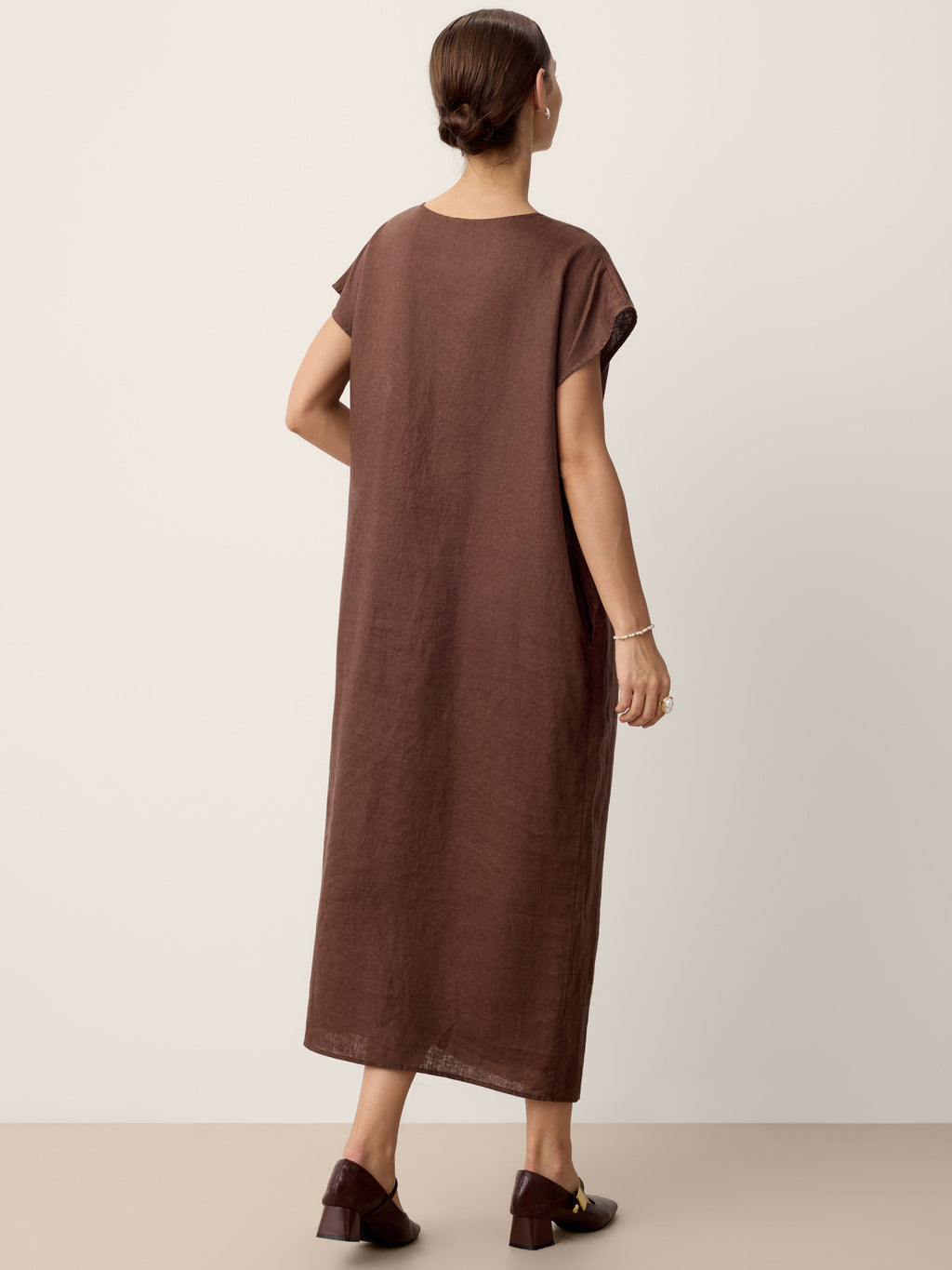 100% Linen Twist-Waist Slit Maxi Dress LYNETTE