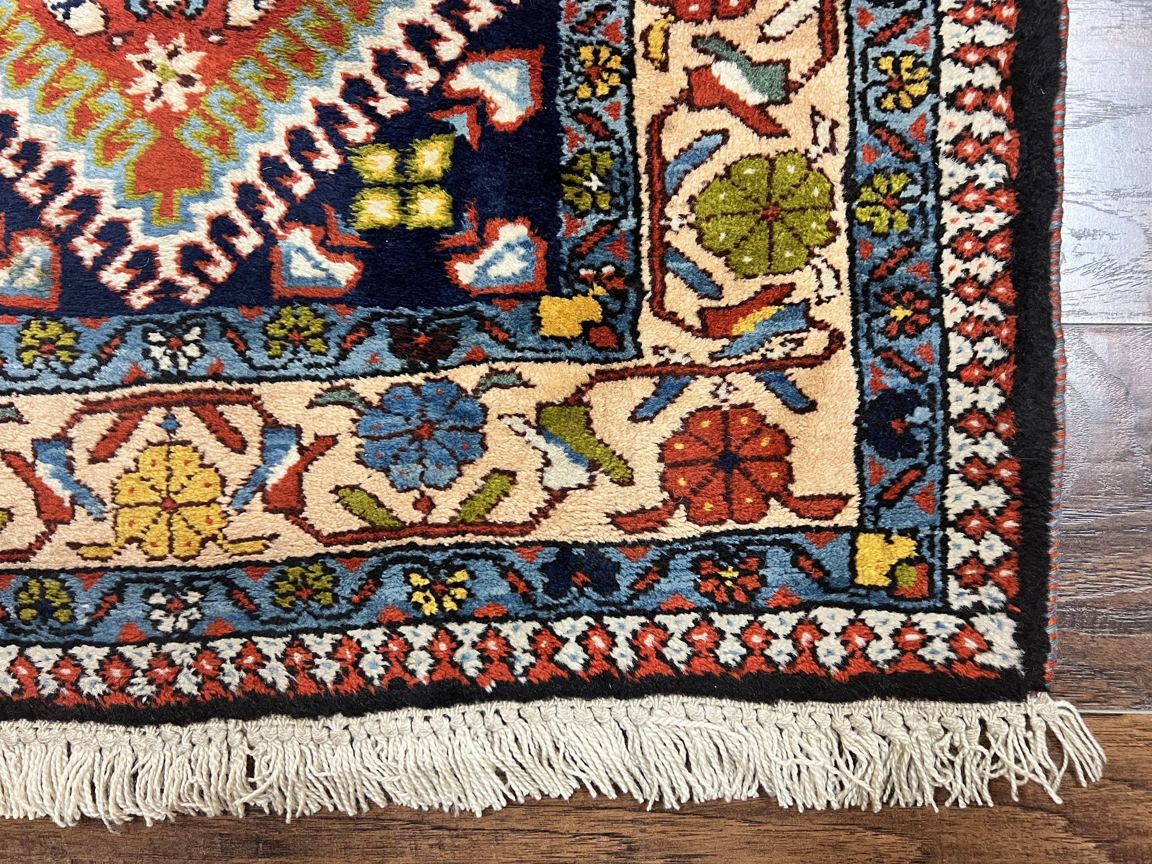 Persian Tribal Runner Rug 2.9 x 14, Colorful Rare Antique Persian Shiraz Yalameh Geometric Carpet for Hallway, 14ft Runner, Handmade, Wool, Red