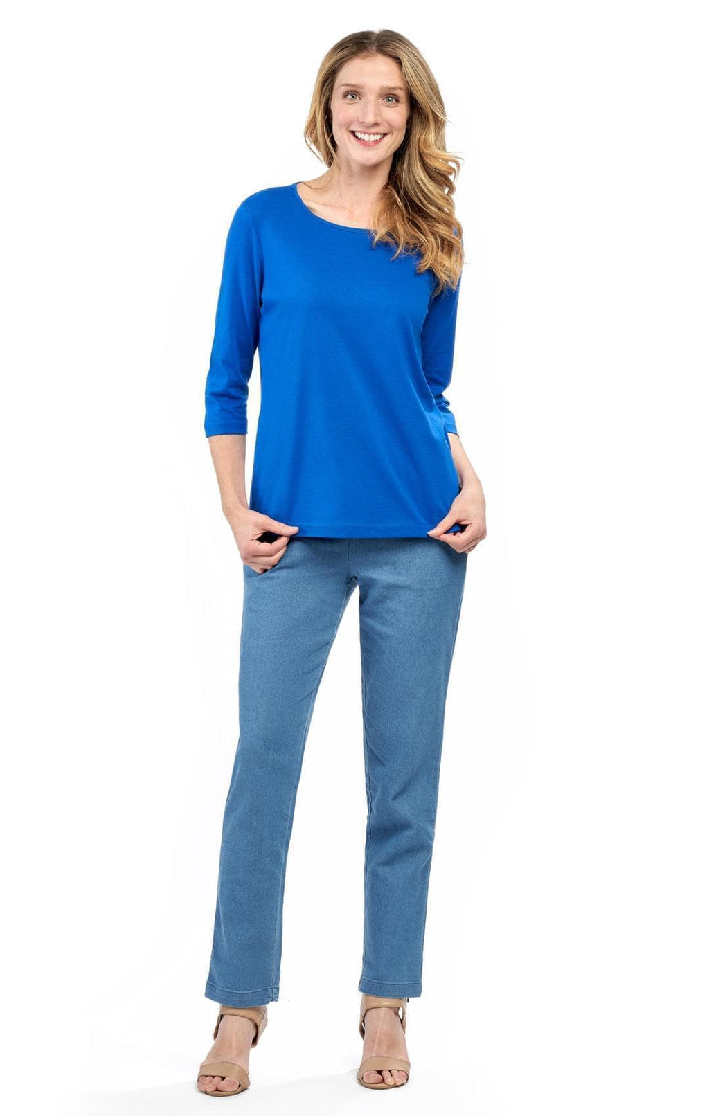 Women's 3/4 Sleeve Crew Neck Top – Comfortable Jer