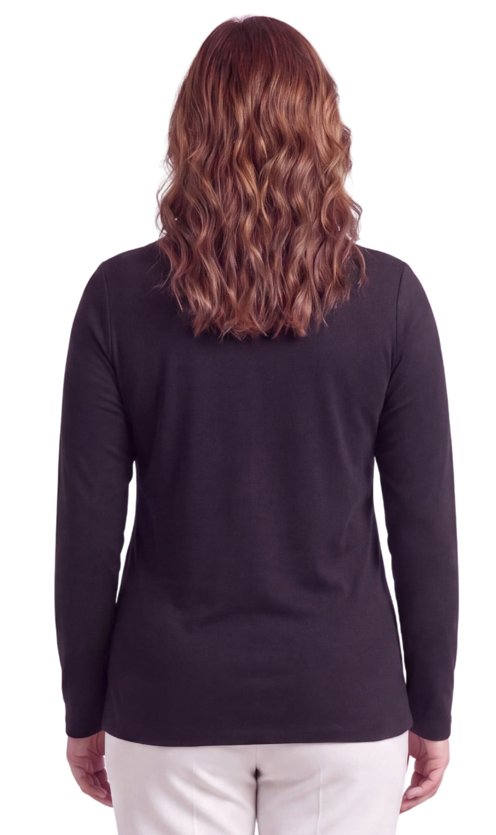 Women's Long Sleeve Cotton Blend Mock Neck Top - An All-Season Essential