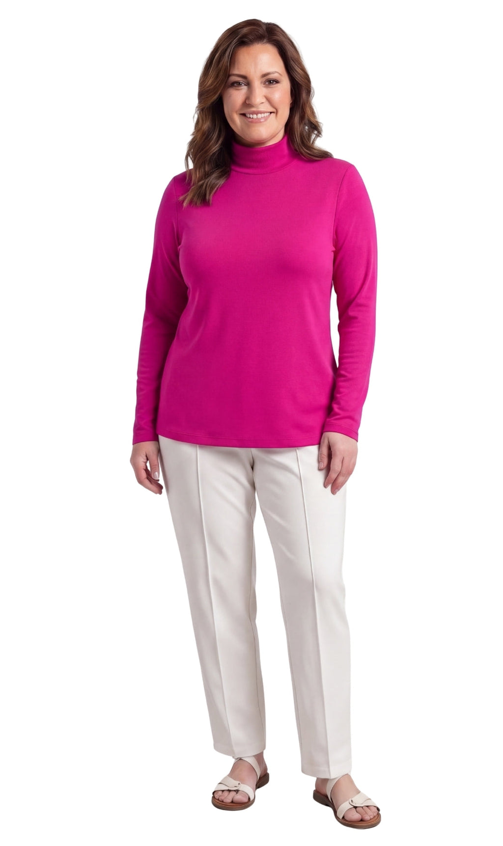 Women's Long Sleeve Cotton Blend Mock Neck Top - An All-Season Essential