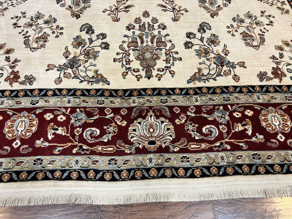 Karastan Rug 8.6 x 11.6, English Manor #2103, Ivory Floral Sarouk, Wool Karastan Carpet, Large Karastan Area Rug, Traditional Karastan Rug