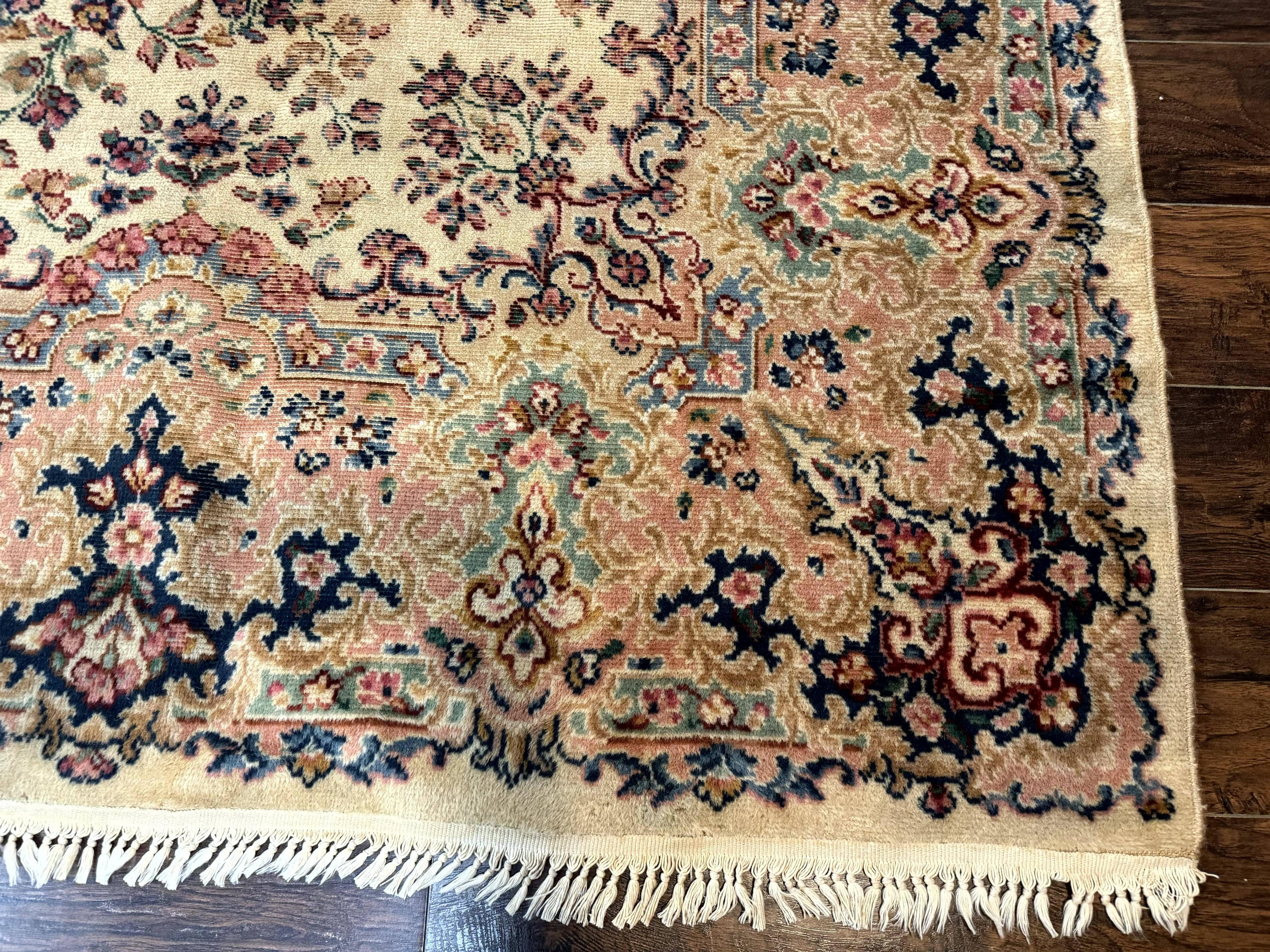 Antique Karastan Rug 8.8 x 12 Lanamar Floral Ivory Kirman Wool Discontinued