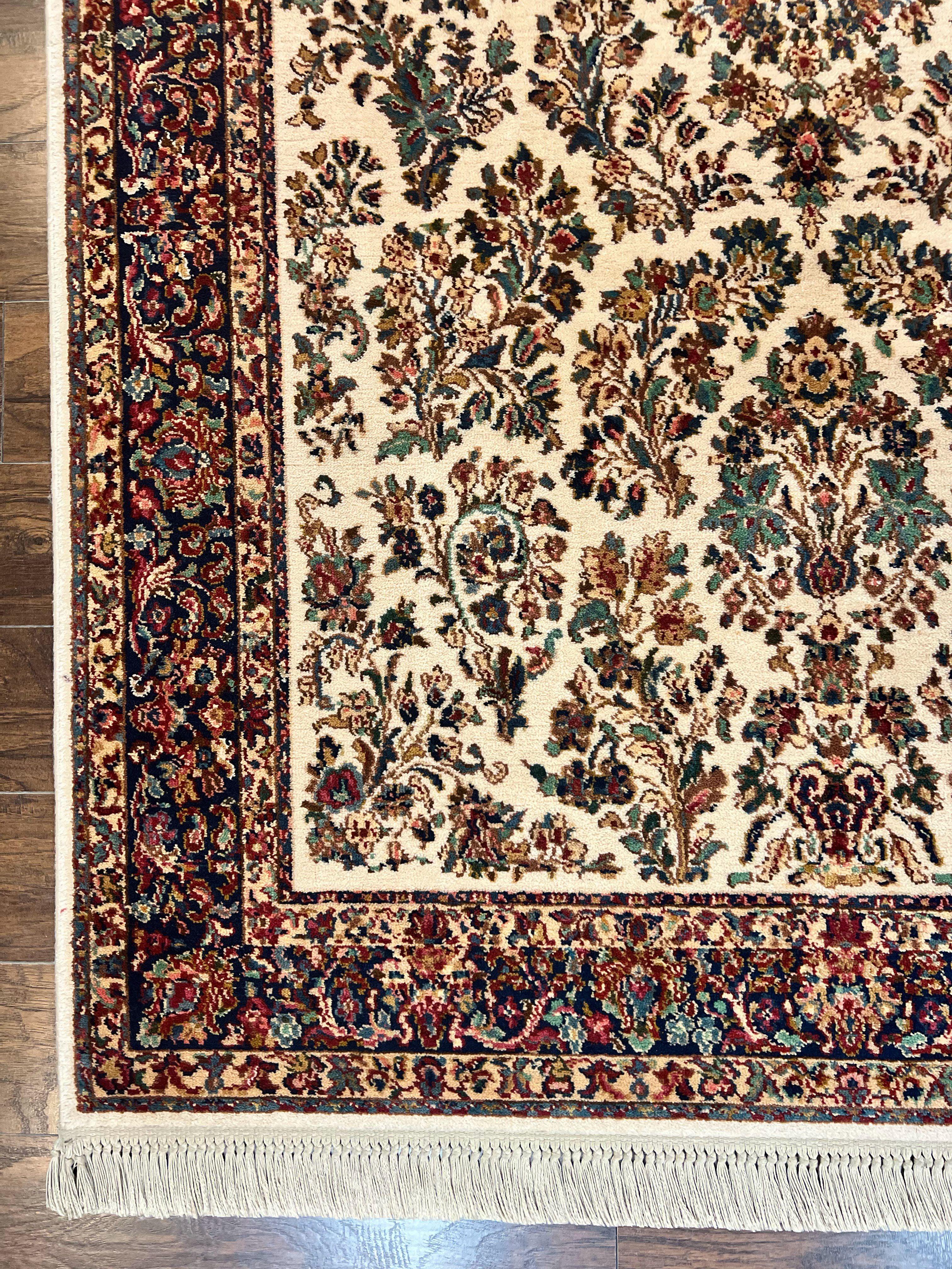 Karastan Rug 5.9 x 9, Ivory Sarouk #760, Wool Vintage Original Collection 700 Series