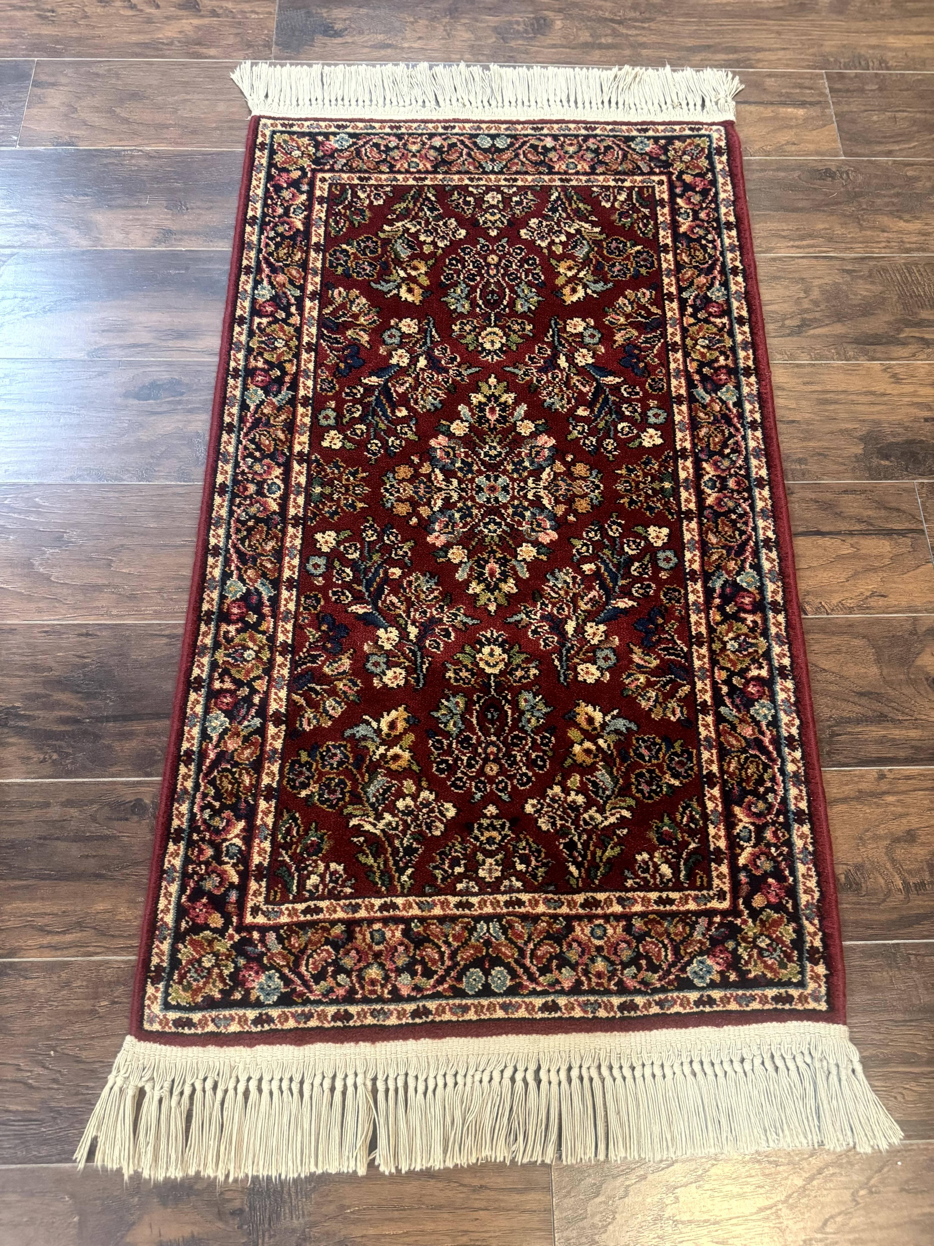 Small Karastan Rug 2.6 x 4 Red Sarouk #785, Karastan Wool Pile Rug, Original 700 Series, Discontinued Vintage Karastan Carpet