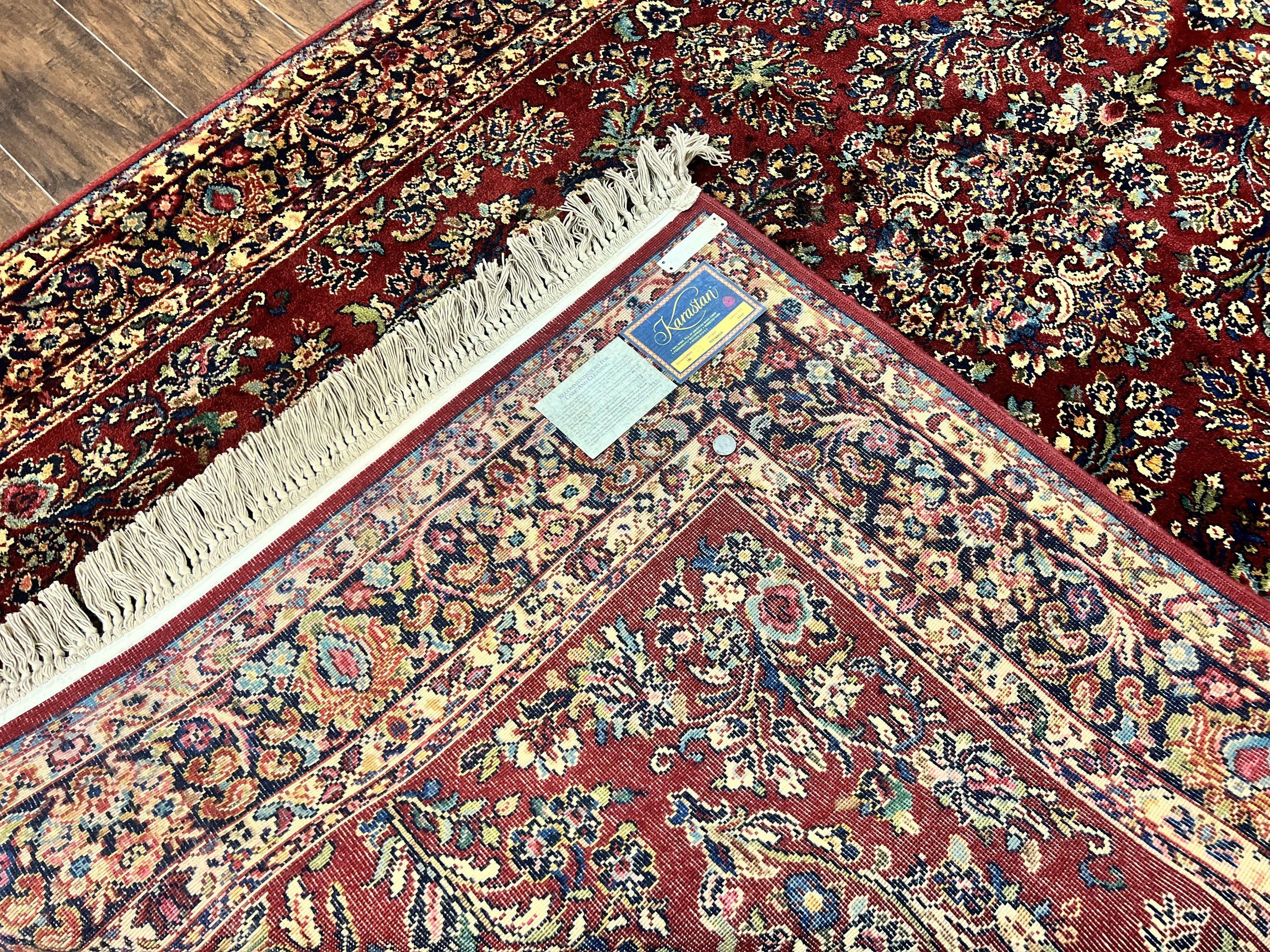 Karastan Rug 5.9 x 9 Red Sarouk #785, Wool Original 700 Series, Vintage