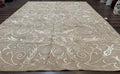 Tibetan Rug 9x12 Wool and Silk Beige Modern Handmade Carpet