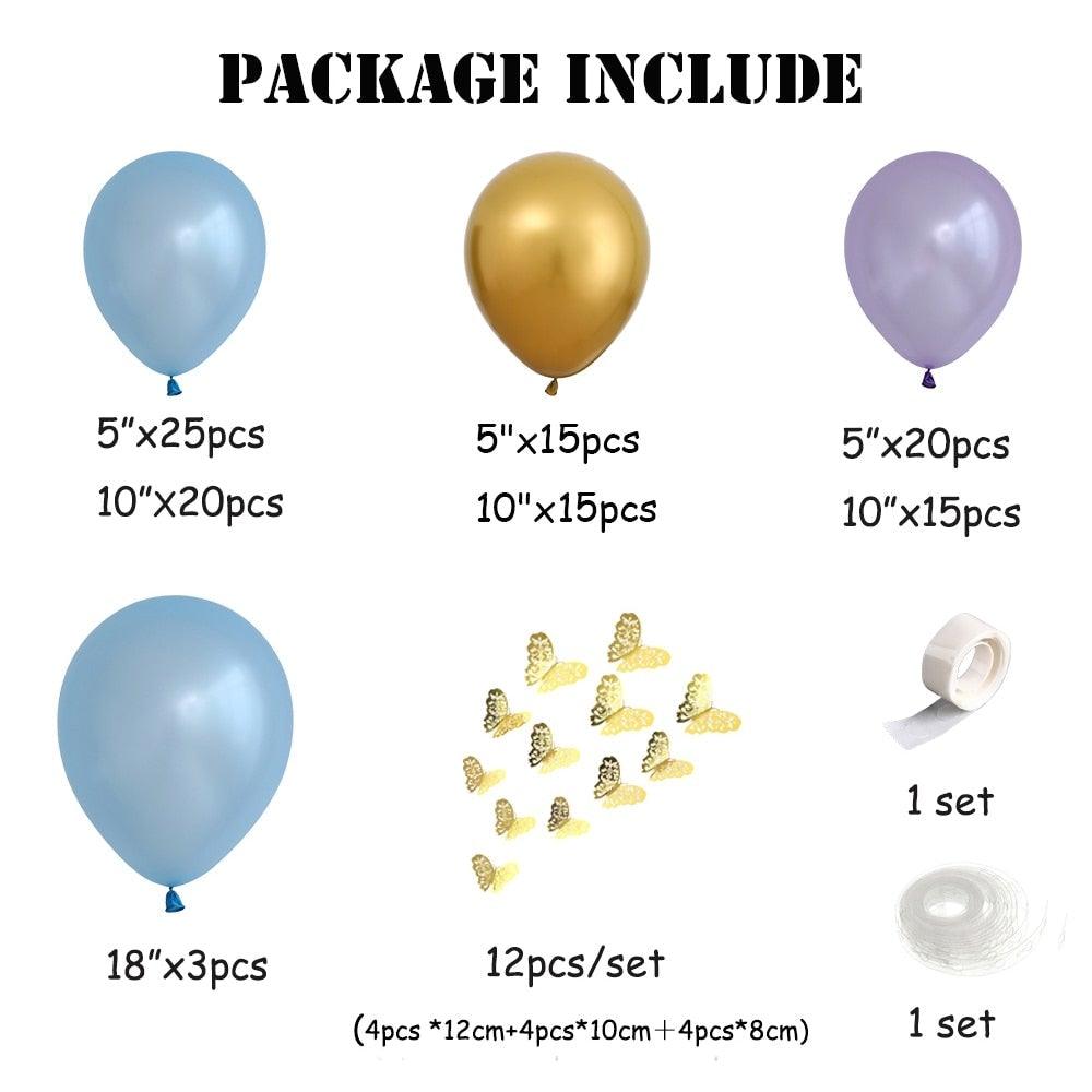 116pcs Blue Purple Balloon Garland Arch Kit Balloons Birthday Party Decorations High Quality Balloon For Birthday Wedding Aniversary Party For Girl Birthday s
