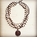White Turquoise And  Necklace with Copper Coin