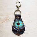 Embossed Leather Key Chain - Blue