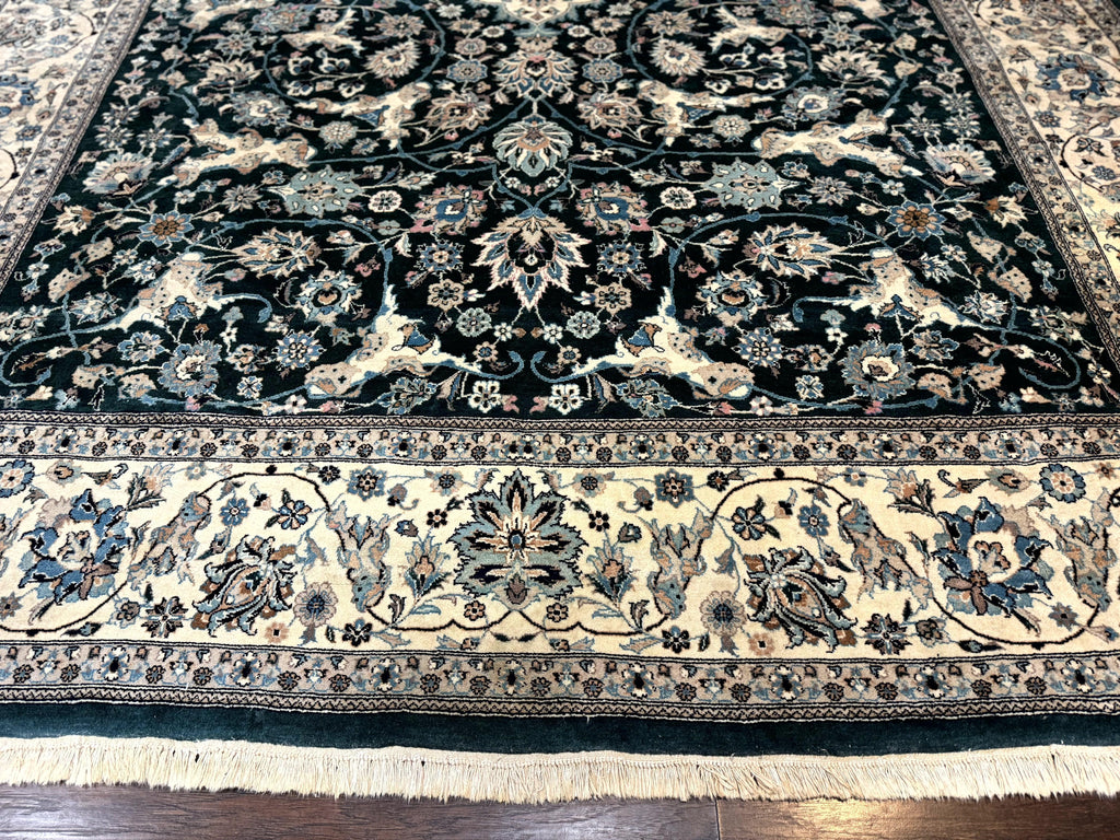 Pak Persian Rug 9x12, Dark Green, Floral Allover