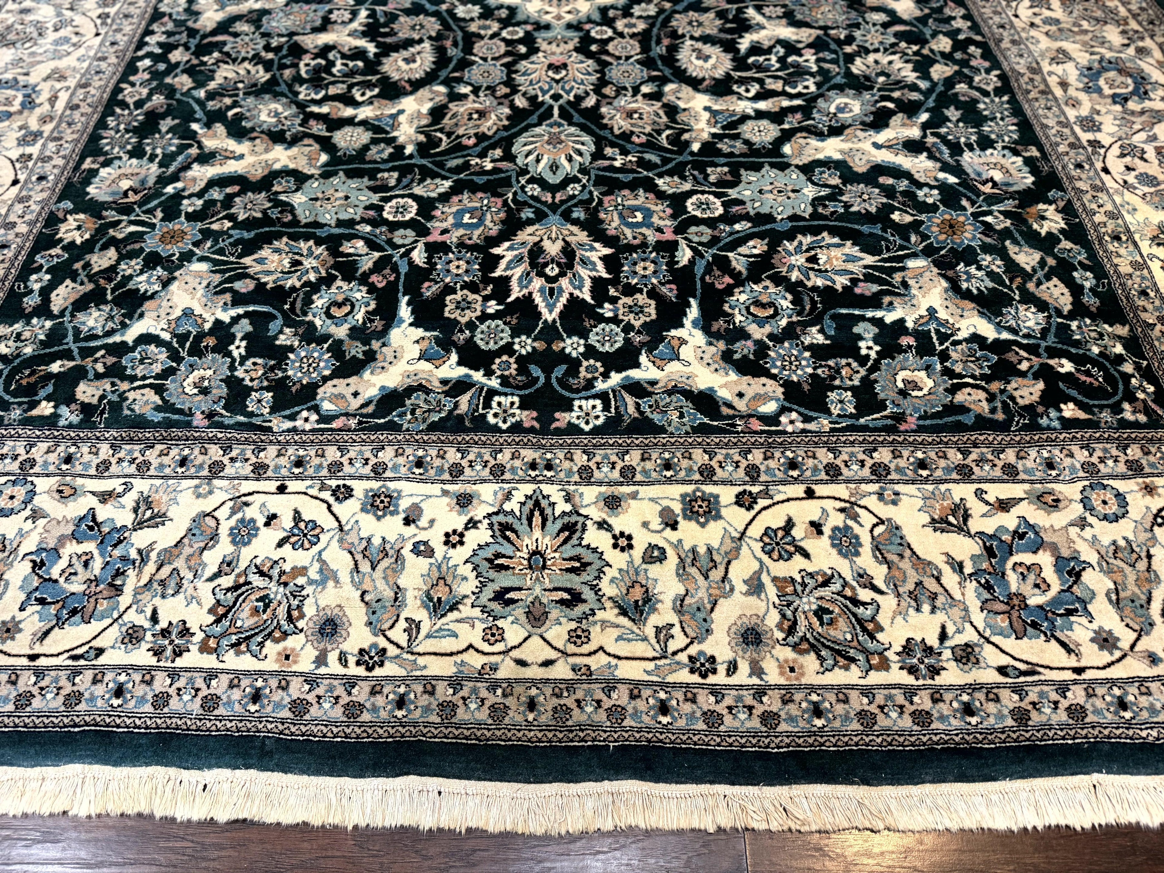 Pak Persian Rug 9x12, Dark Green, Floral Allover