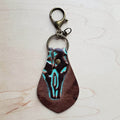Embossed Leather Key Chain - Turquoise