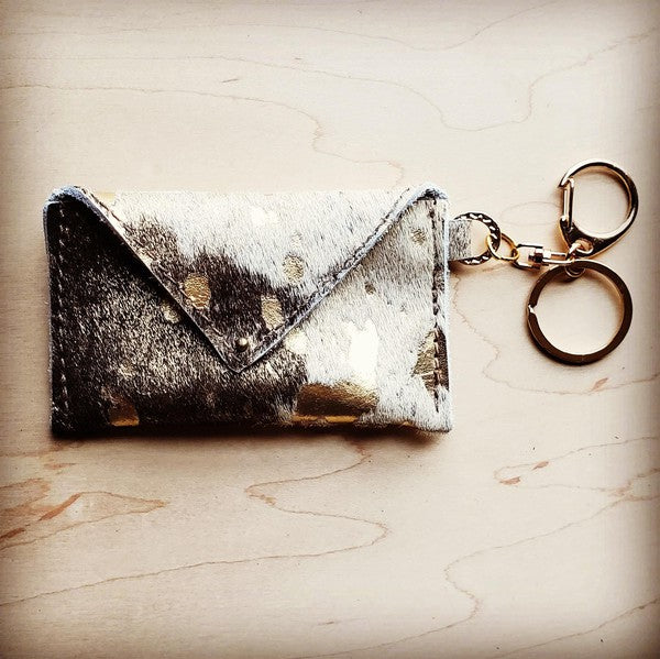 Credit Card Wallet-Hair on Hide Mixed Metallic
