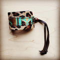Cuff w/ Leather Tie-Turquoise and Leopard