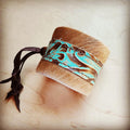 Leather Adjustable Cuff Hair on Hide Cowboy Turq