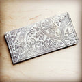 Embossed Leather Wallet in Oyster Paisley