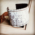 Leather Cuff w/ Adjustable Tie Oyster Paisley