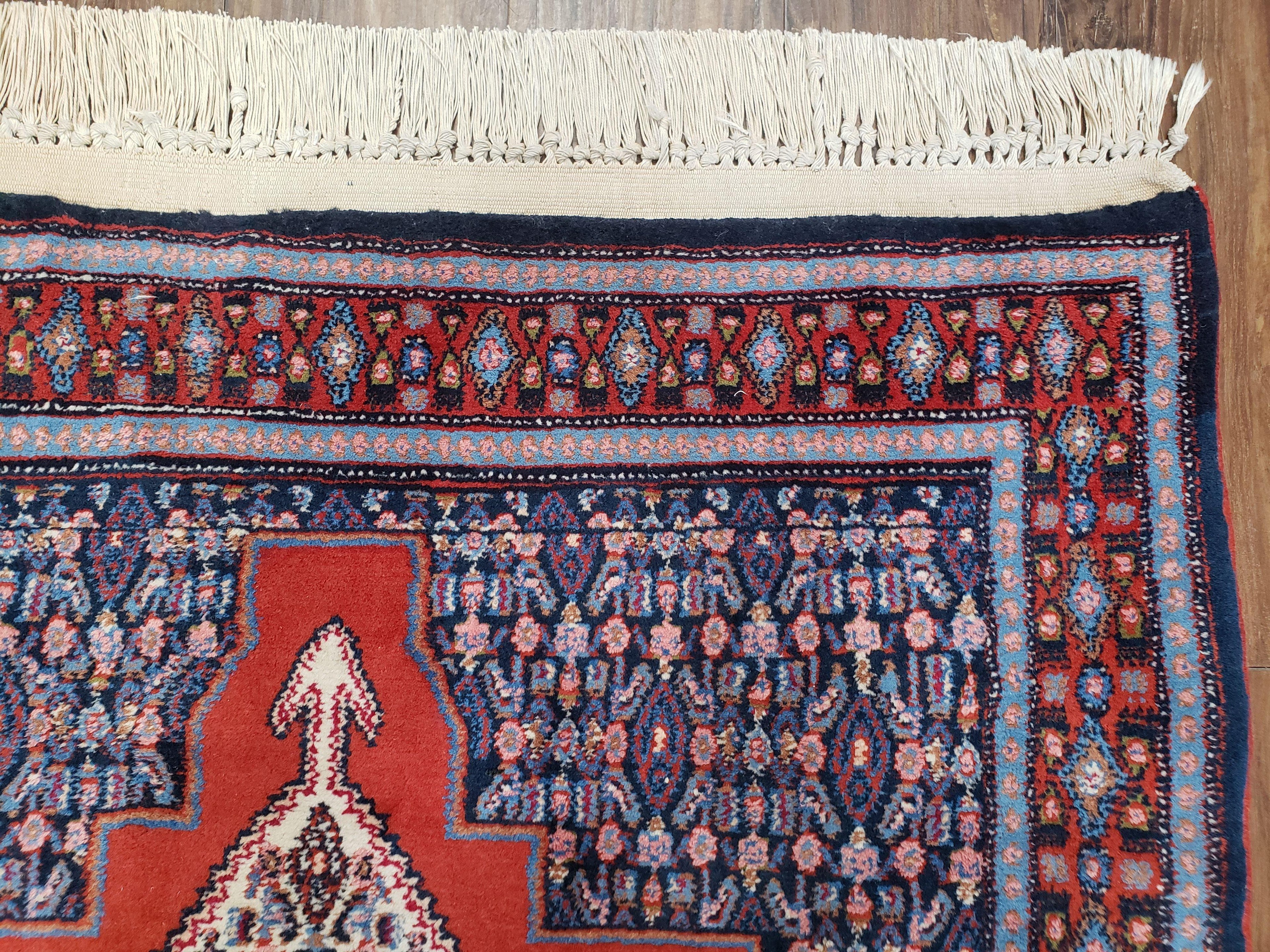 4x6 Western Kurdistan Kurdish Carpet Senneh Wool Area Rug Veg Dyes Red Blue Nice