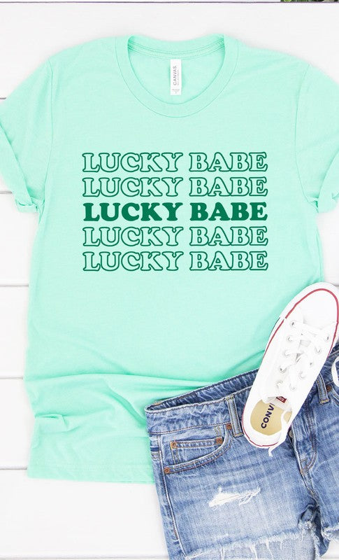 Retro Lucky Babe Graphic Tee T-Shirt