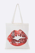 Sequins Lips Cotton Canvas Tote