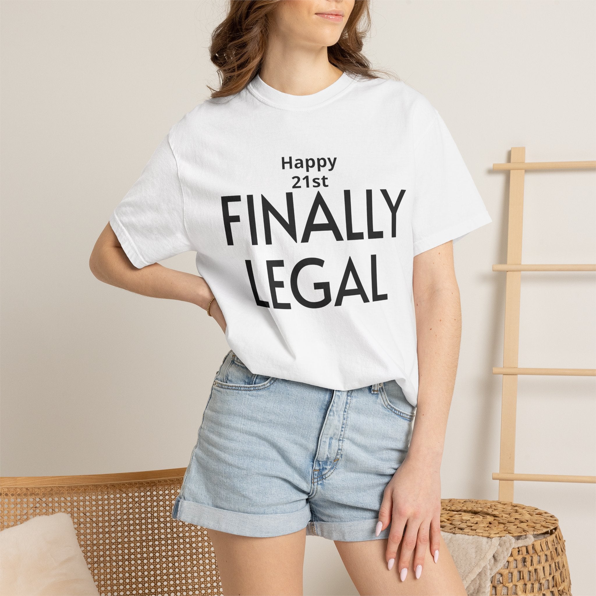 Finally Legal 21st Birthday T-Shirt — "Happy 21st FINALLY LEGAL" Celebration Tee