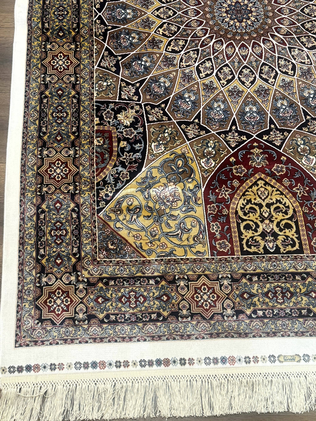 Turkish Silk Rug 4x6, Dome Design, Memluk Carpet, Bamboo Silk, New