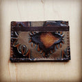 Embossed Leather Credit Card Holder-Brown Laredo