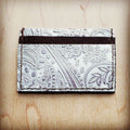 Embossed Leather Credit Card Holder-Oyster Paisley