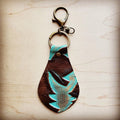 Embossed Leather Keychain in Turquosie Laredo