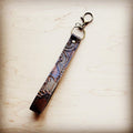 Embossed Leather Key Chain Strap Brown Laredo