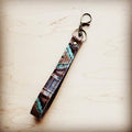 Embossed Leather Key Chain Strap Santa Fe