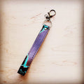 Embossed Leather Key Chain Strap Turquoise