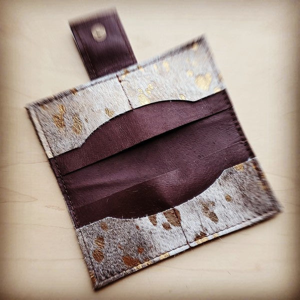 Hair on Hide Leather Wallet in Tan Gold w/ Snap