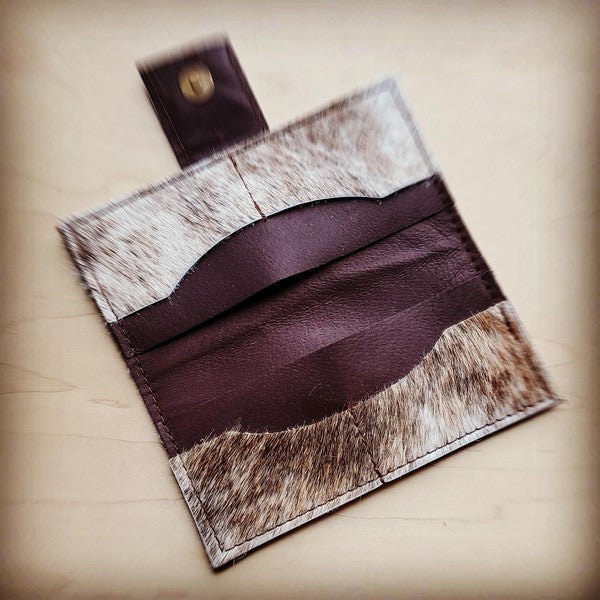 Hair Hide Leather Wallet in Brindle w/ Snap 301s
