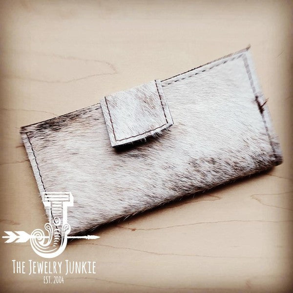 Hair Hide Leather Wallet in Brindle w/ Snap 301s