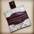 Hair Hide Leather Wallet in White Gold w/ Snap
